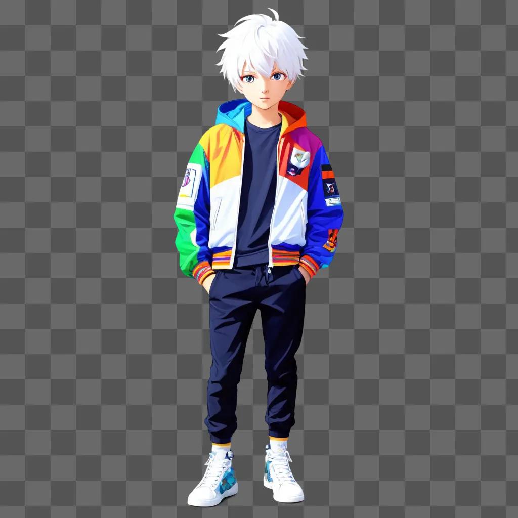 colorful anime boy wallpaper with a jacket and pants