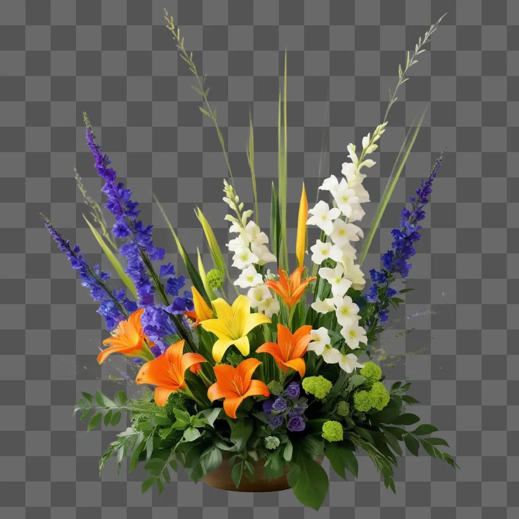 colorful arrangement of flowers with a rainbow theme