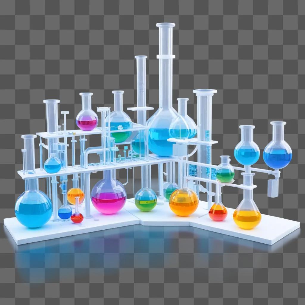 colorful array of glass beakers and flasks