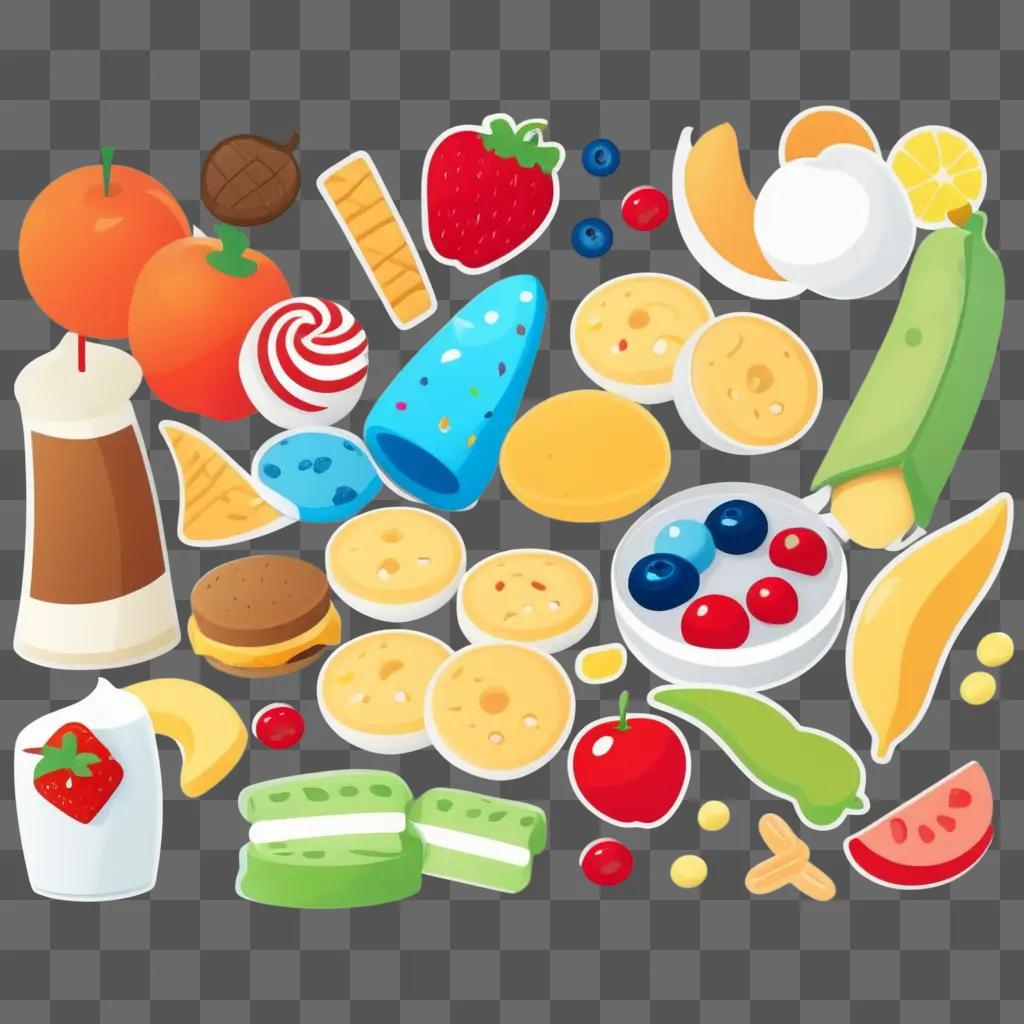 colorful array of snack clipart