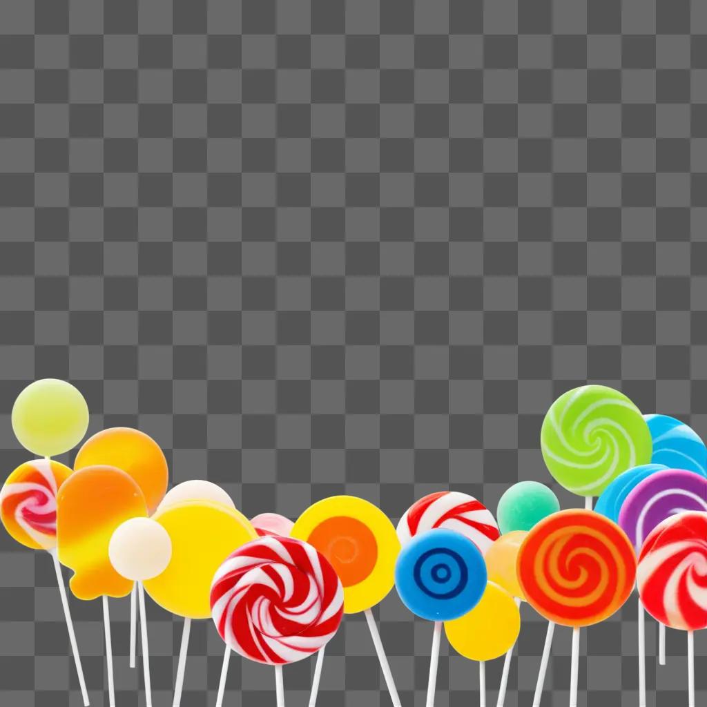 colorful assortment of candy lollipops on a transparent background