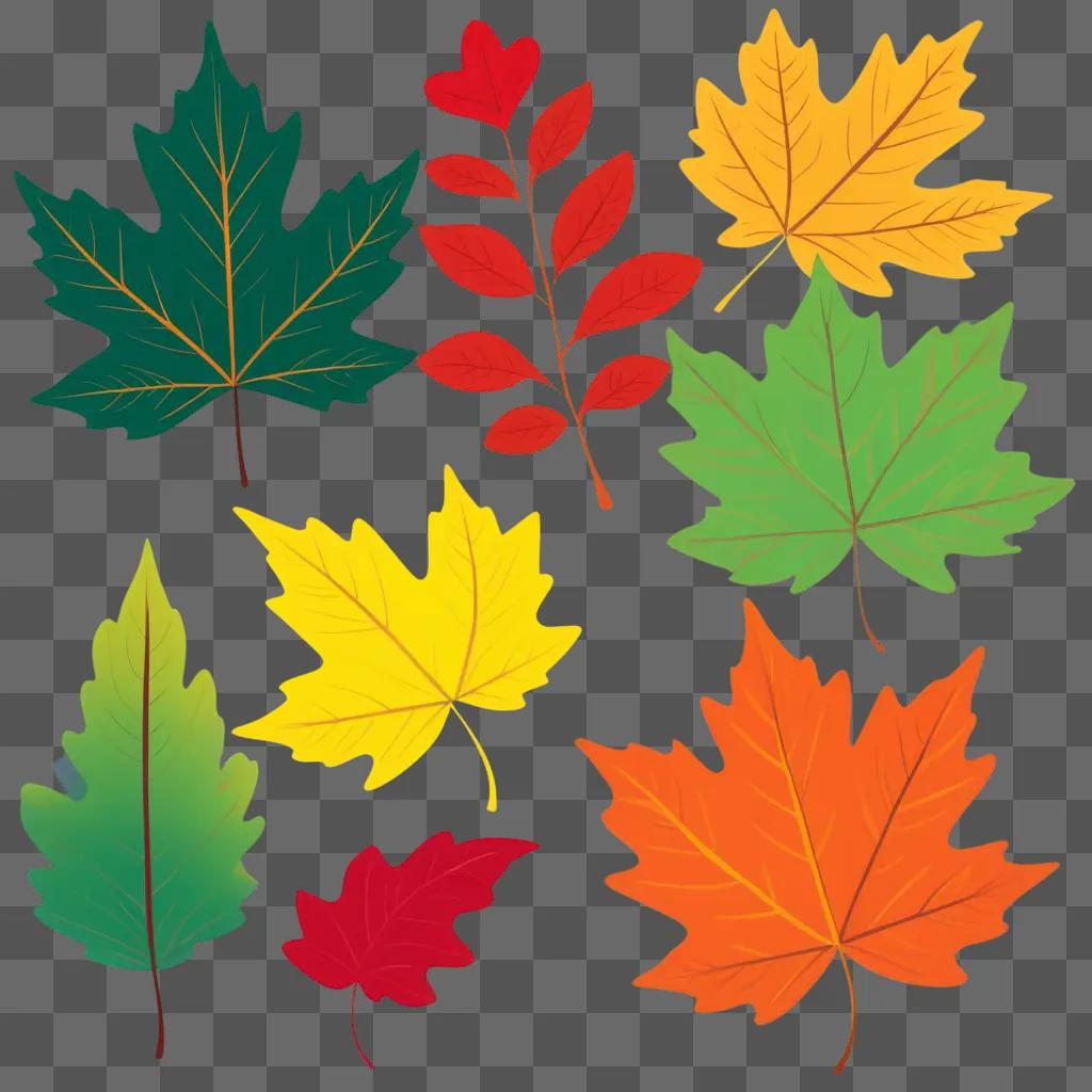 colorful assortment of leaf clip art