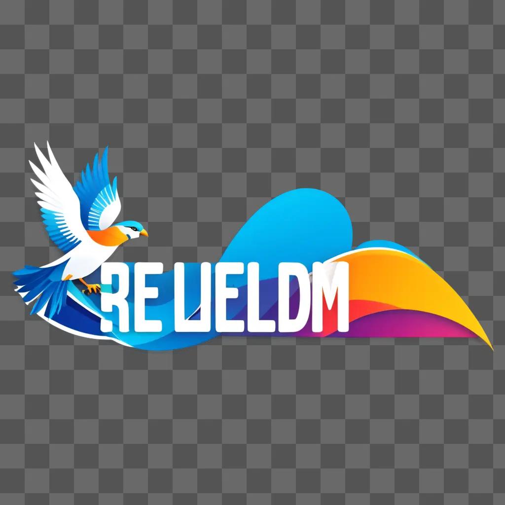 colorful banner with a bird and a website