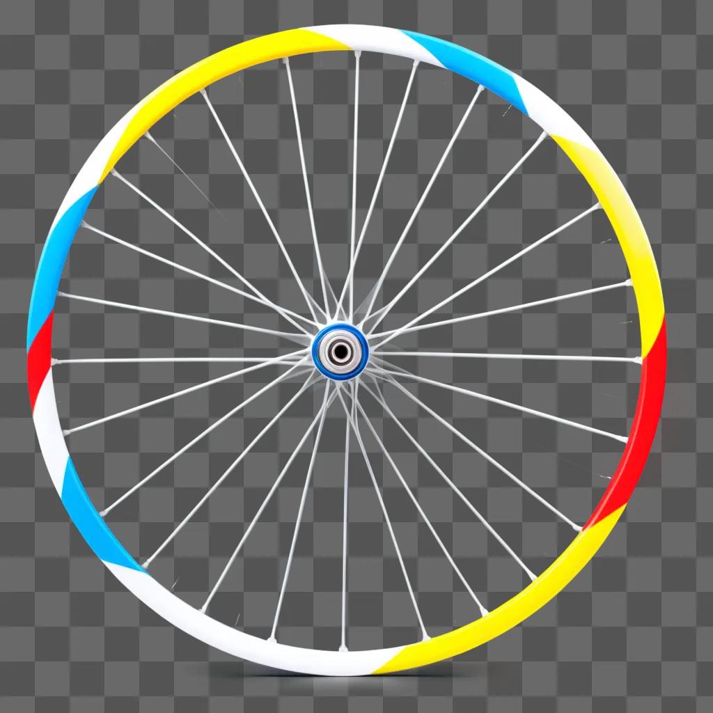 colorful bike wheel spins on a bright background