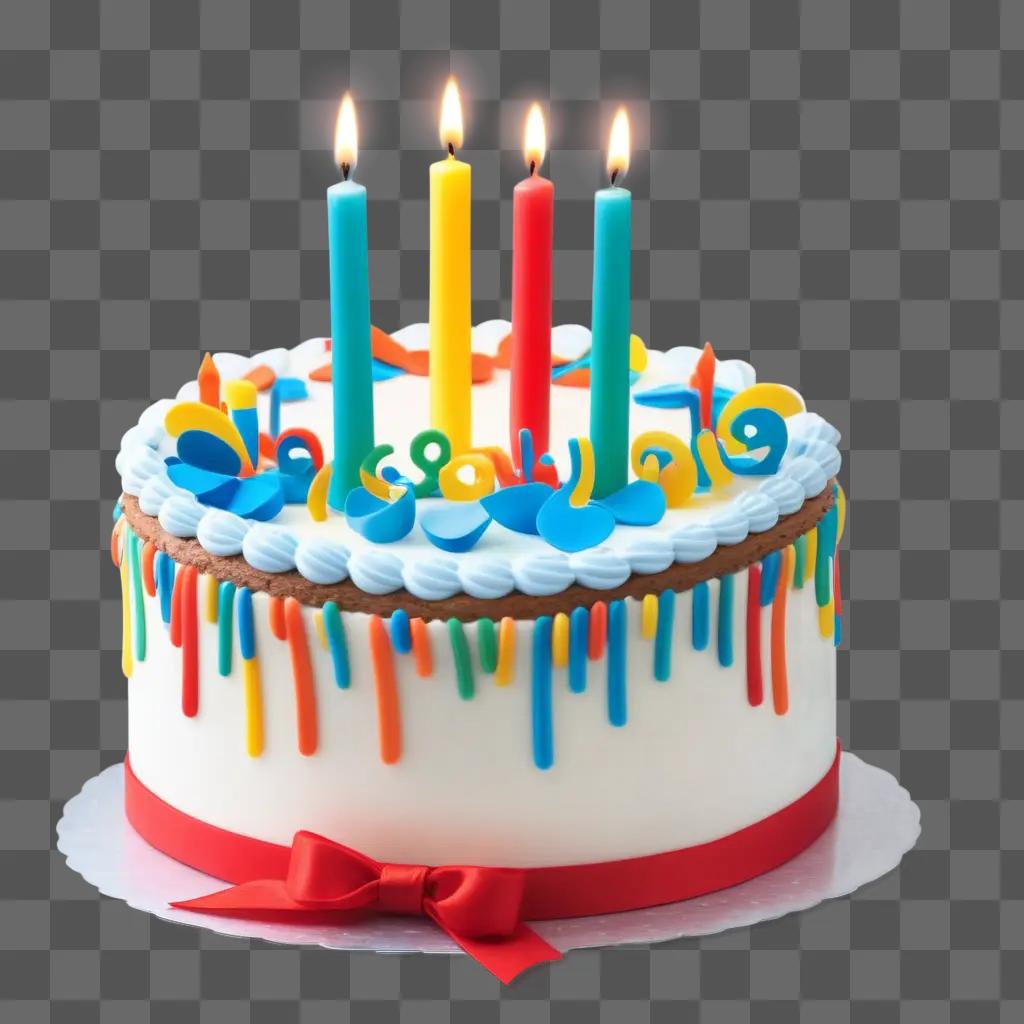 colorful birthday cake with joyous candles sticker