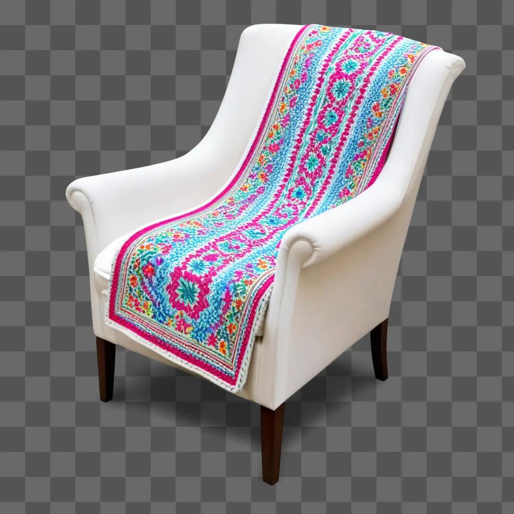白い椅子に色とりどりの毛布