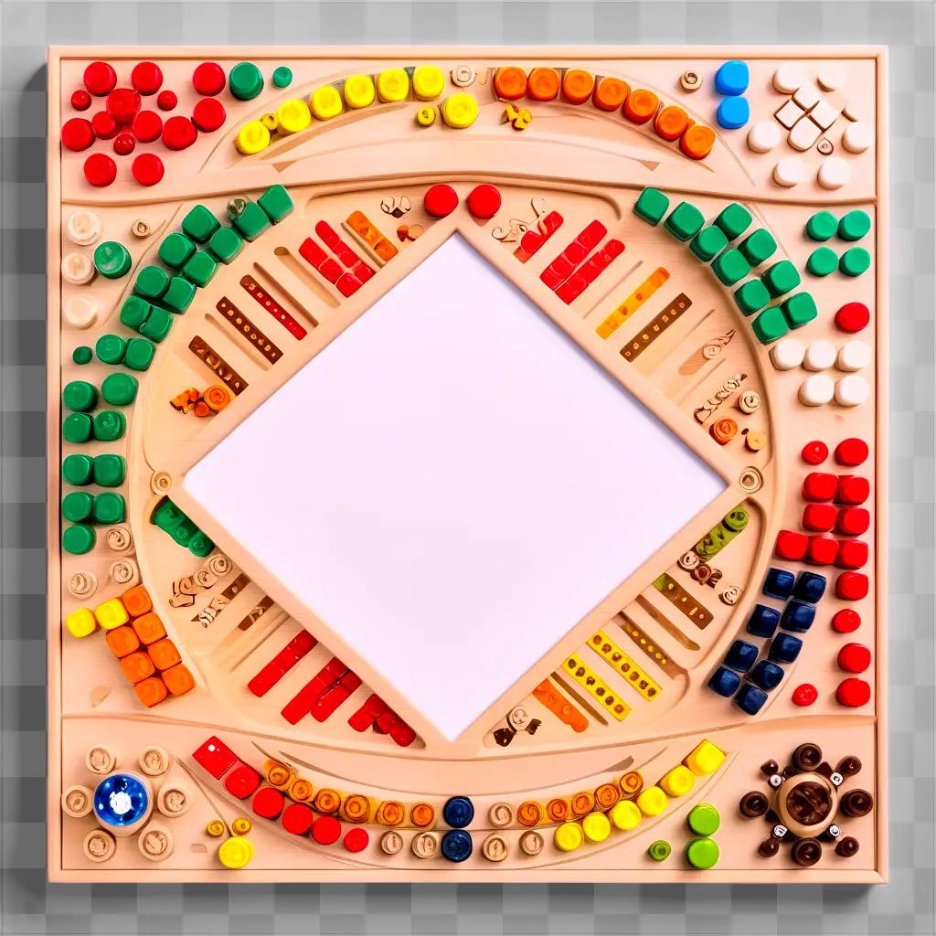 colorful board game in a square frame