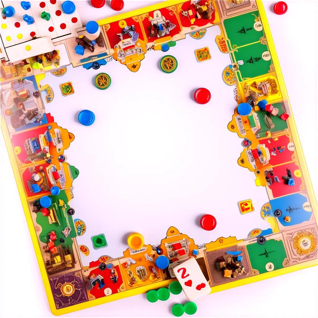 colorful board game with 10 pieces of dice