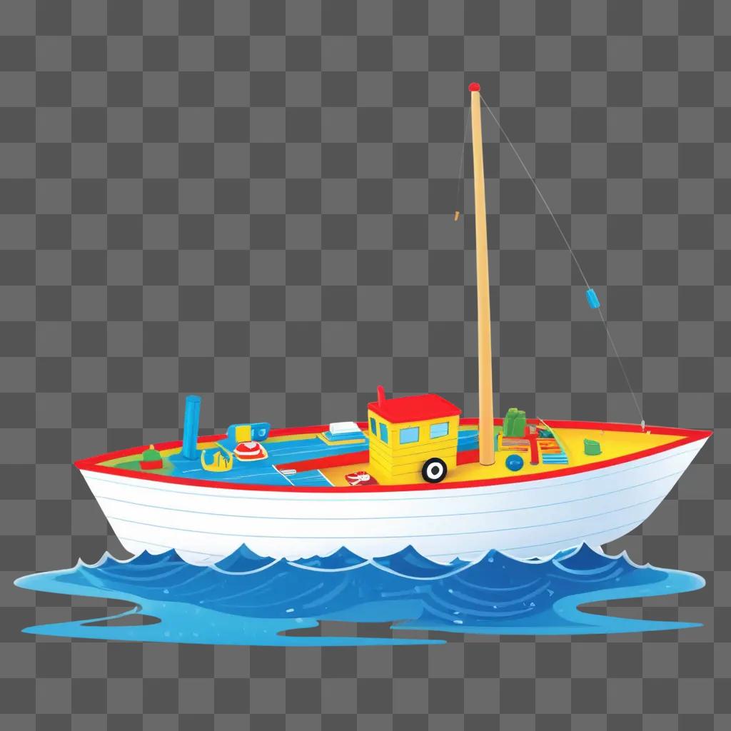 海の上の子供のためのカラフルなボートの絵