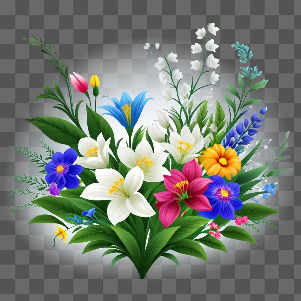 colorful bouquet of flowers in a digital illustration