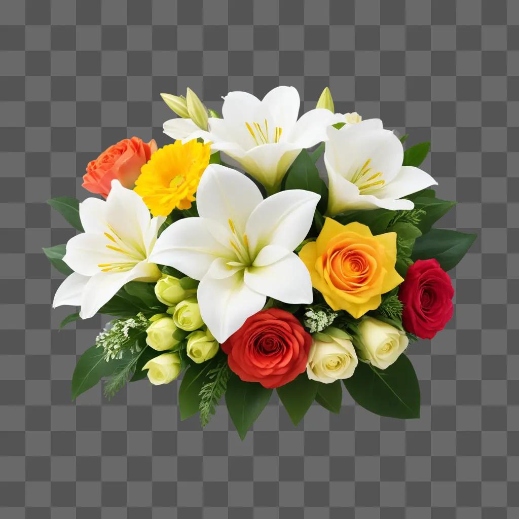 colorful bouquet of roses in various sizes