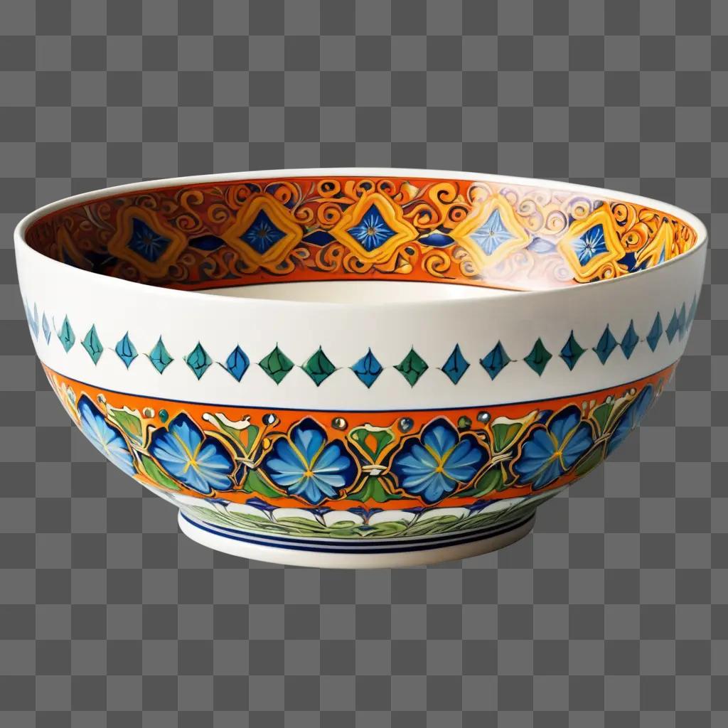 colorful bowl with a diamond pattern