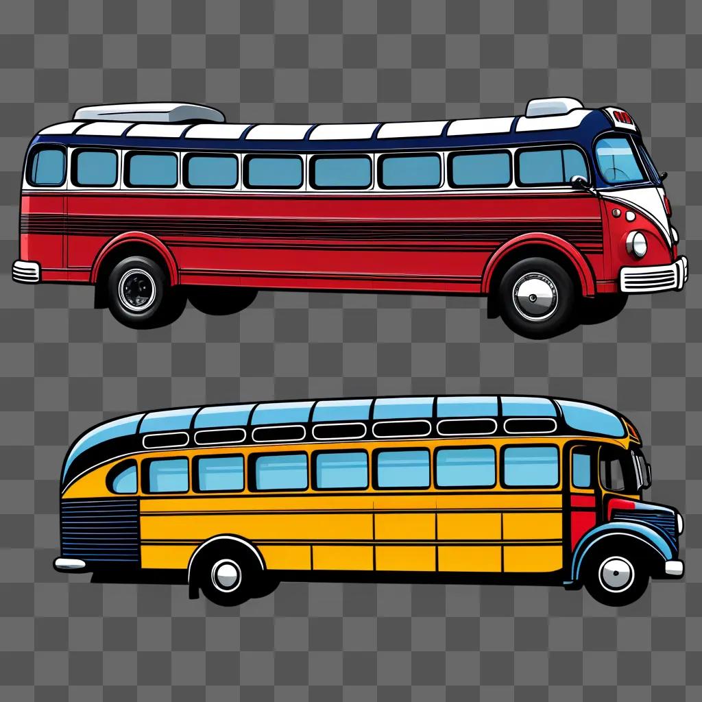 colorful bus clipart with two sides