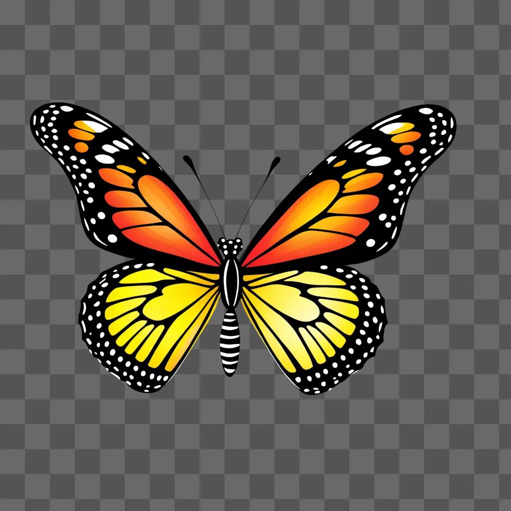 colorful butterfly clipart with yellow, orange and black