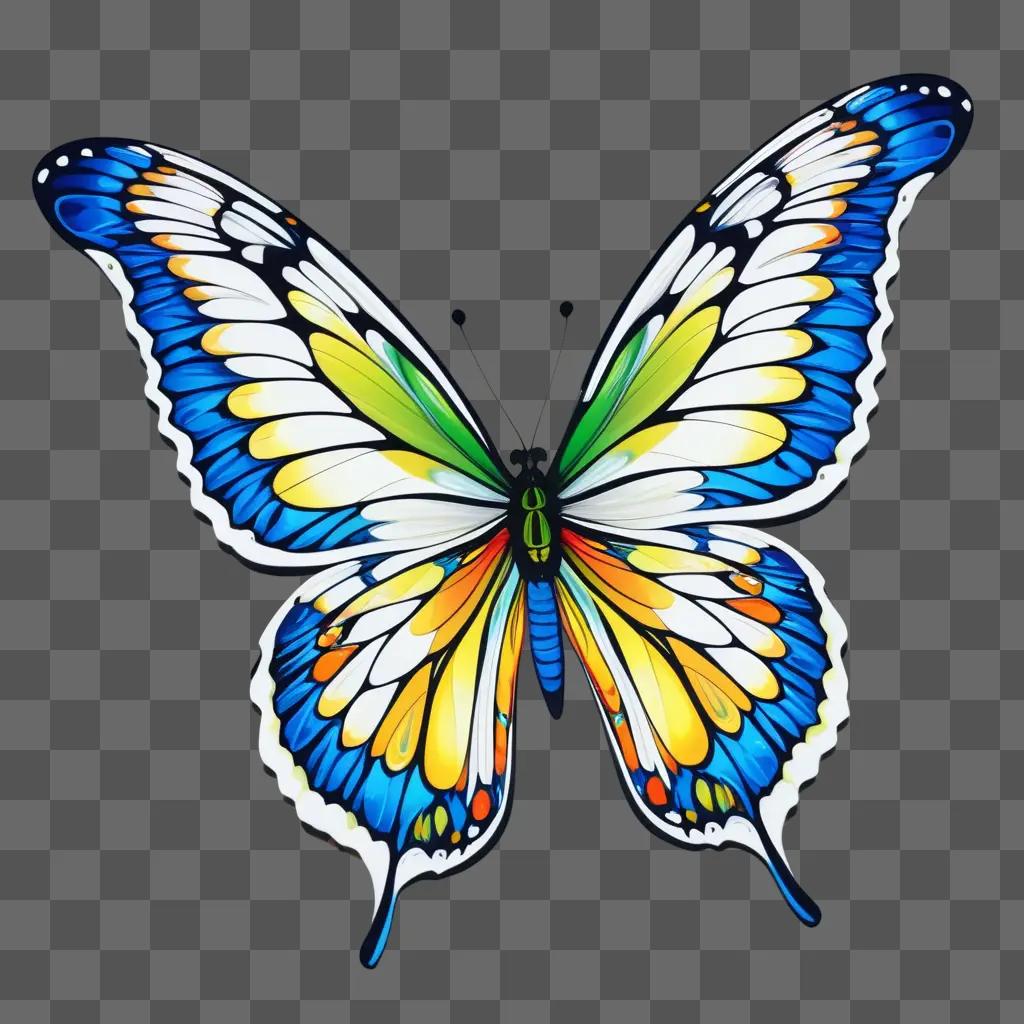 colorful butterfly design on a blue background