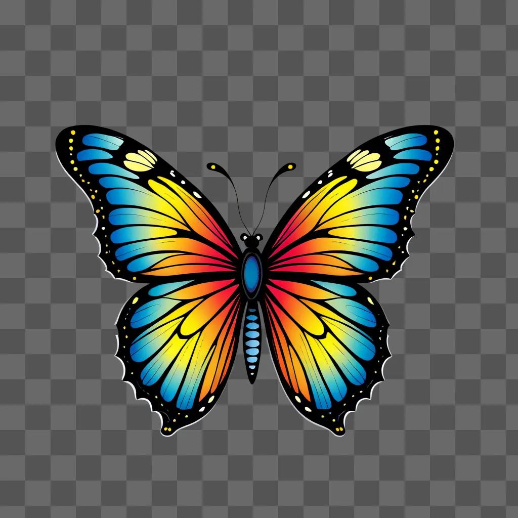 colorful butterfly design on a dark background