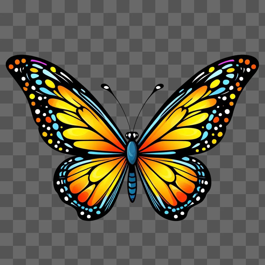 colorful butterfly drawing on a brown background