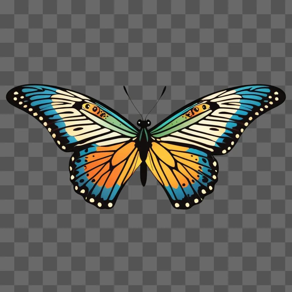 黒とオレンジの羽を持つカラフルな蝶
