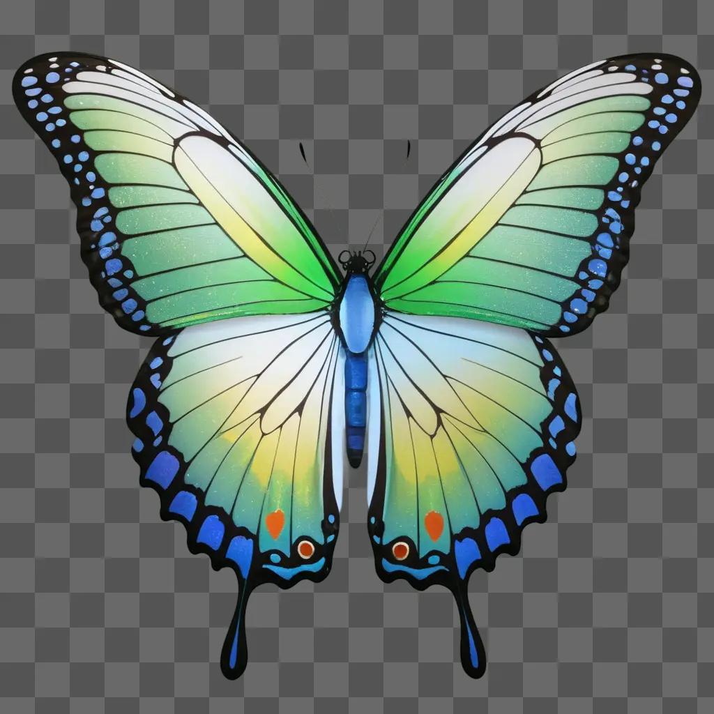 colorful butterfly with blue and green wings