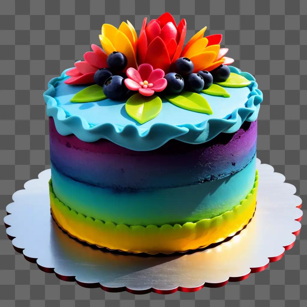 colorful cake with blueberries on it