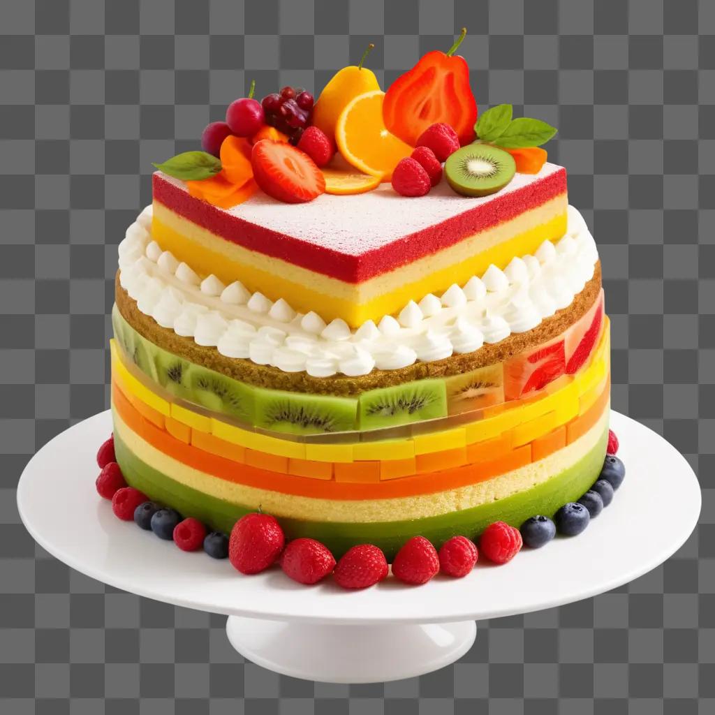 colorful cake with fruit on top