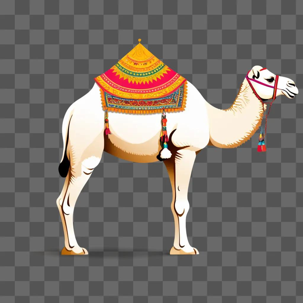 colorful camel clipart with a saddle