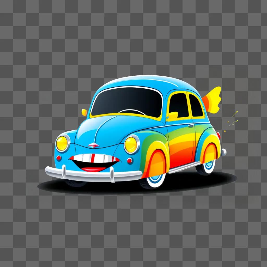 colorful car with a cartoon face