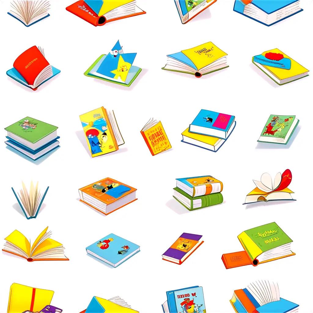 colorful cartoon collection of books