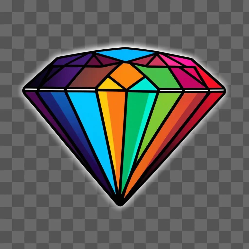 colorful cartoon diamond drawing with a glowing effect