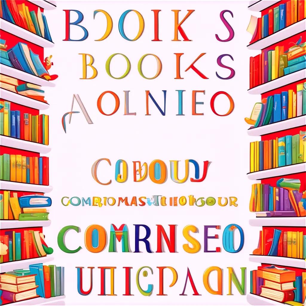 colorful cartoon of books with a speech bubble saying Books S Books A Olineo