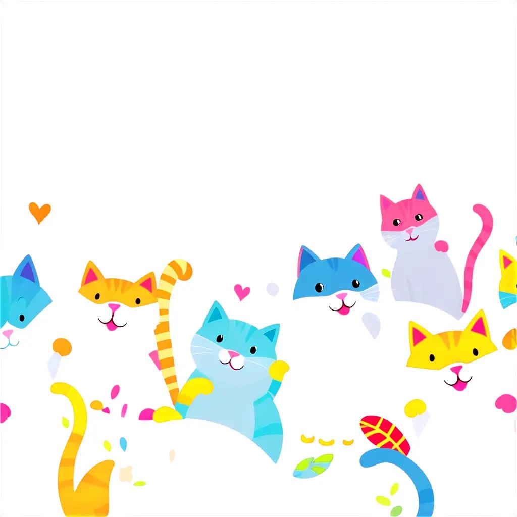 colorful cartoon of cats in various poses