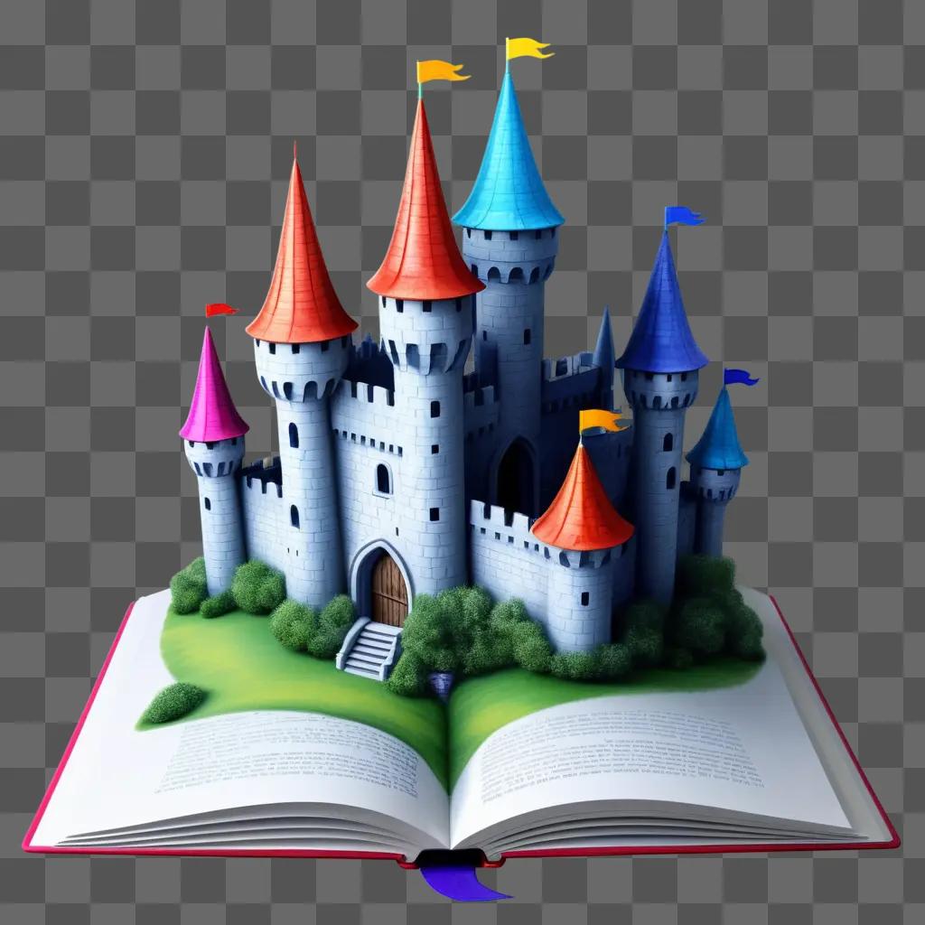 colorful castle drawing on an open book