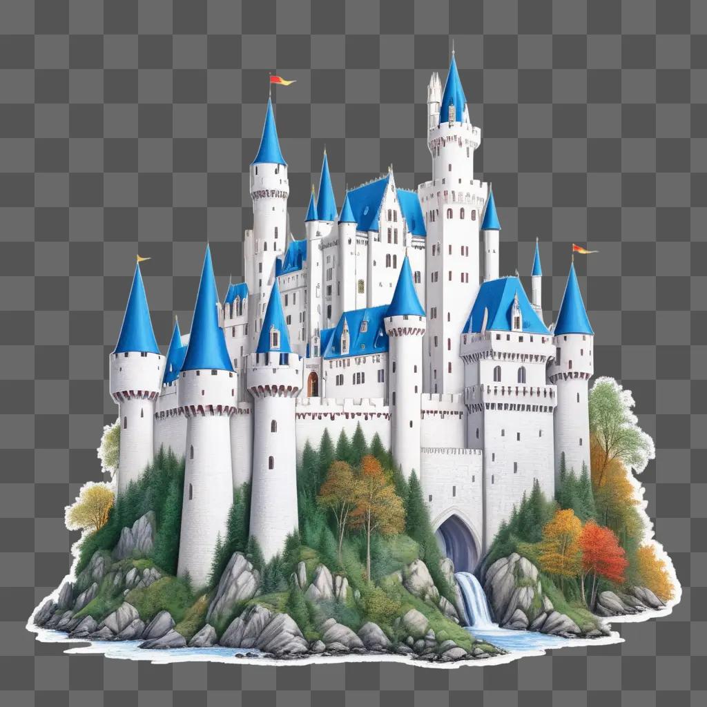 colorful castle drawing with a blue sky in the background