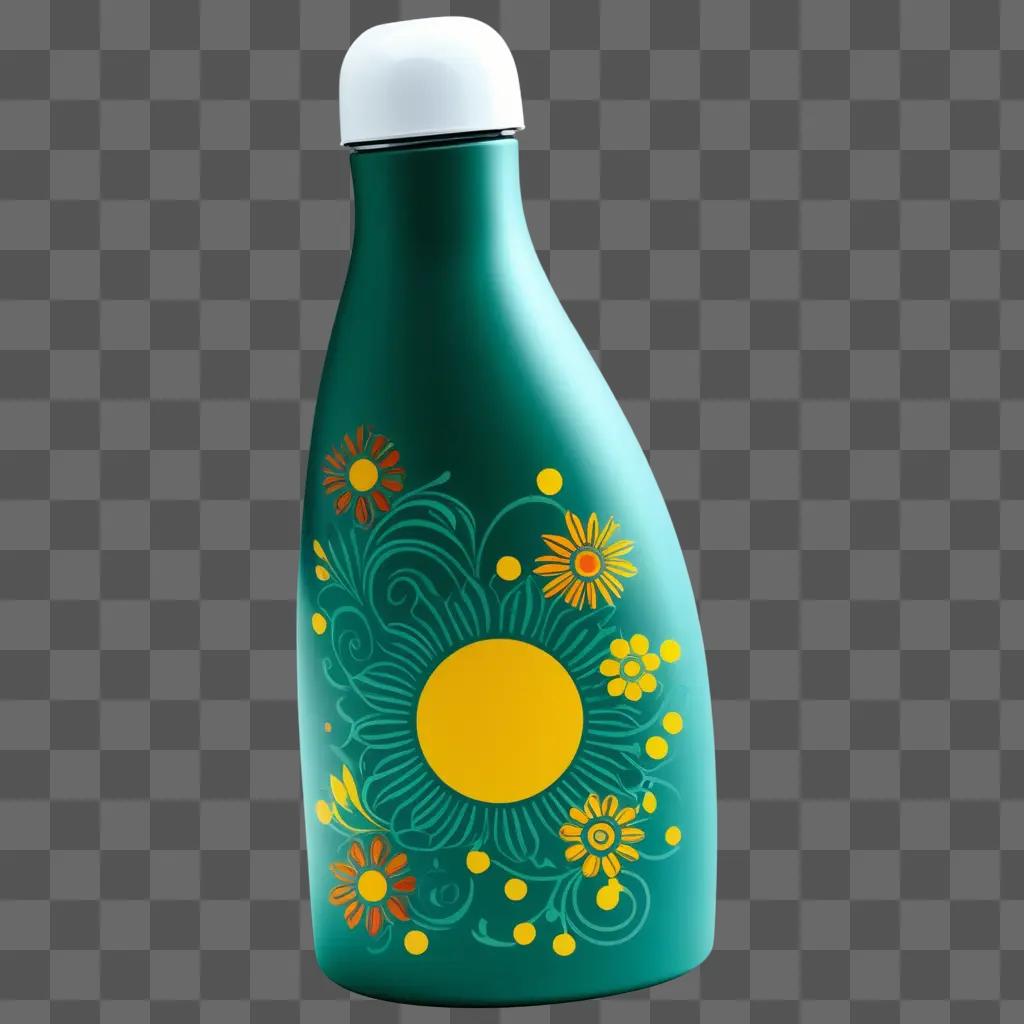 colorful clipart drink bottle on a green background