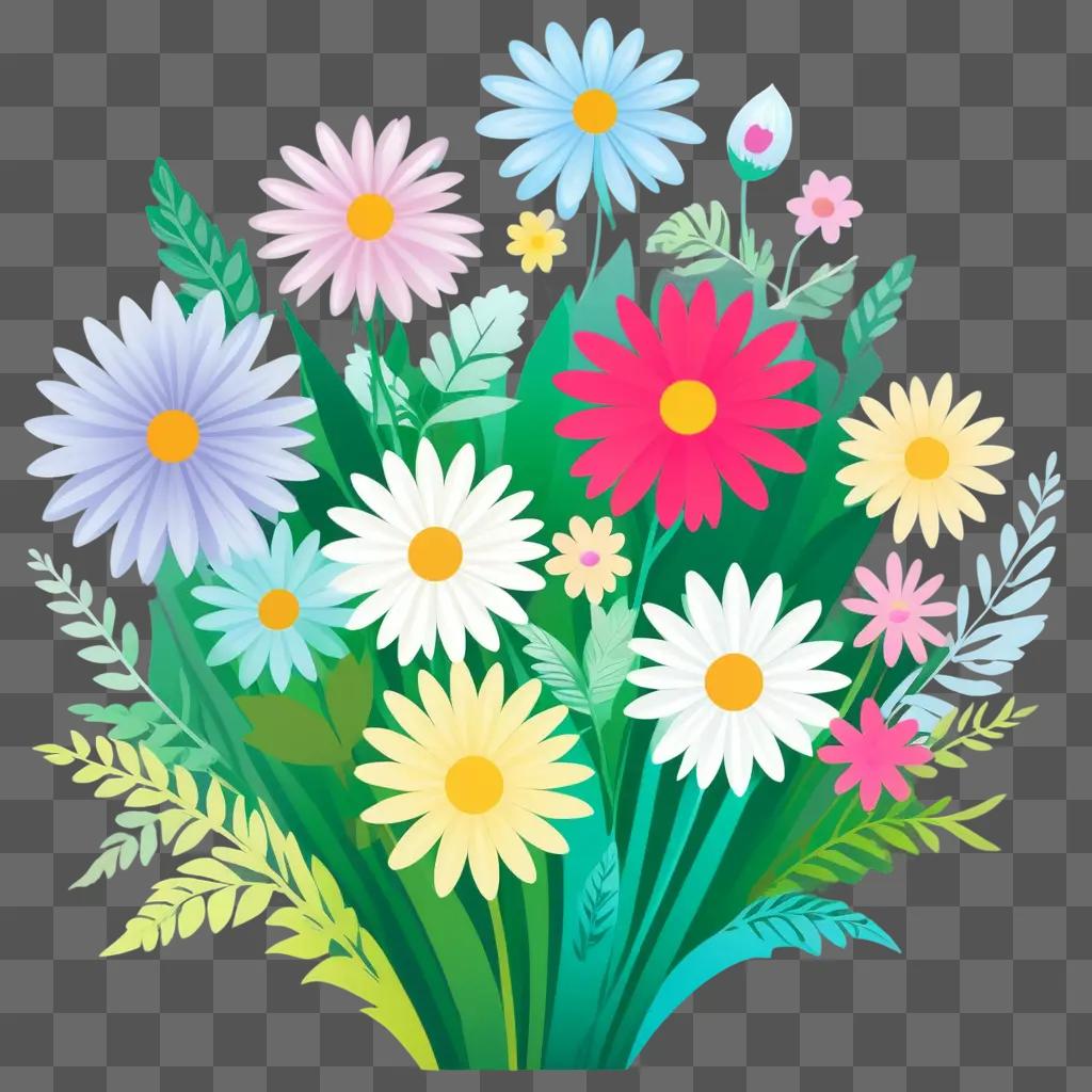 colorful clipart flower arrangement in a background