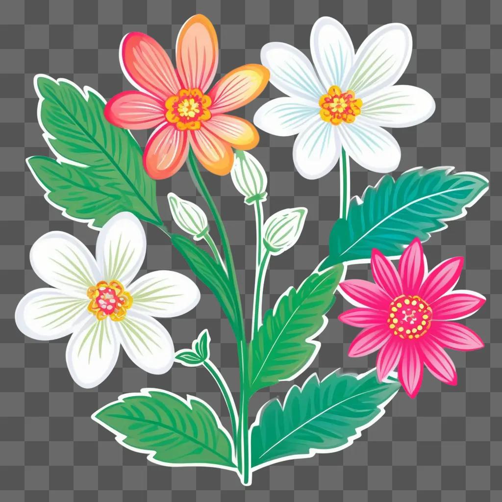 colorful clipart flower in a green background