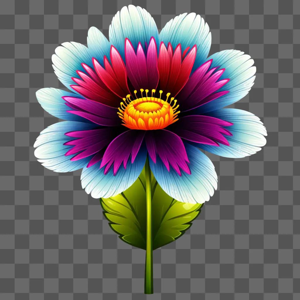 colorful clipart flower with a green stem