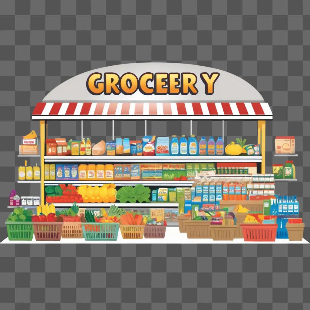 colorful clipart grocery store with a variety of products