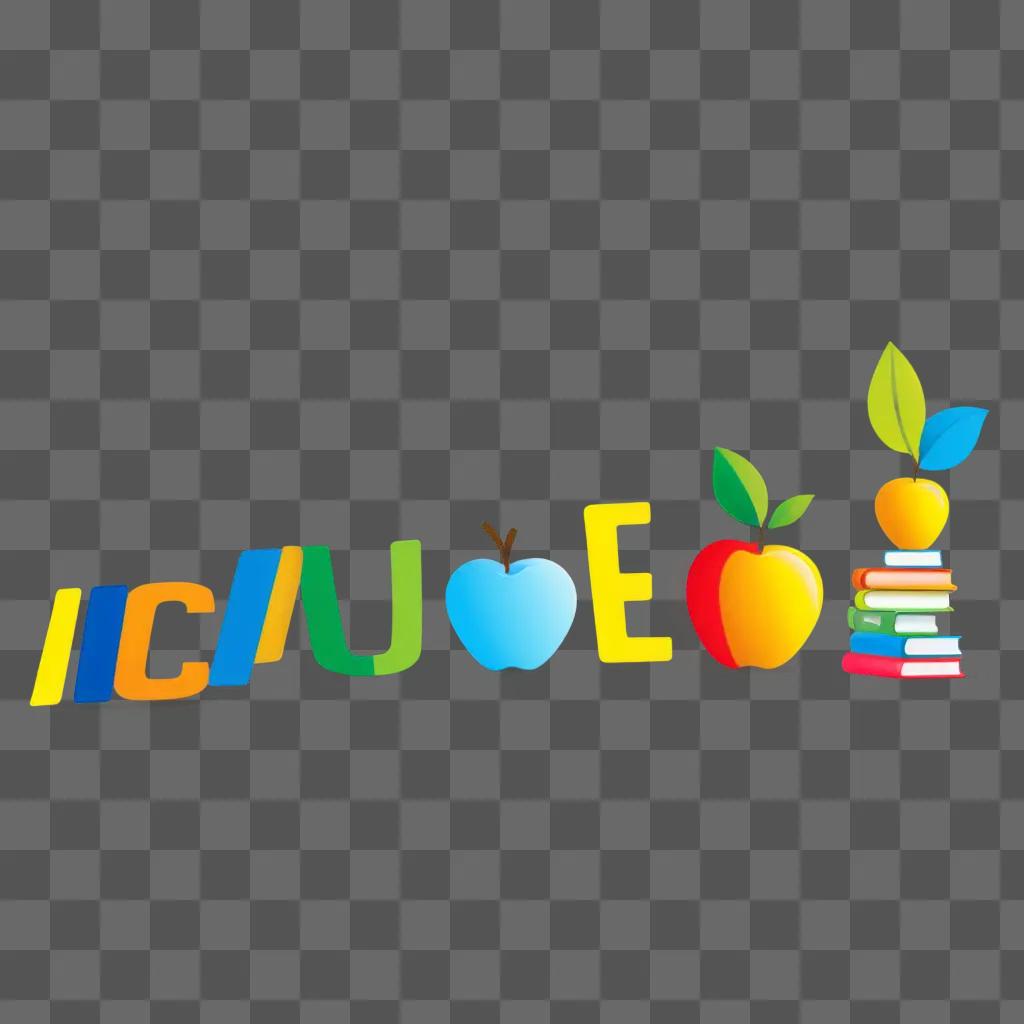 colorful clipart of an apple and books for teaching