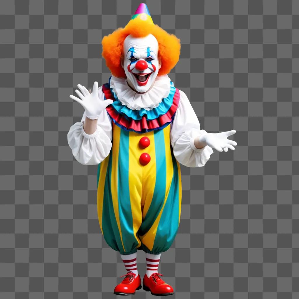 colorful clown in a striped suit