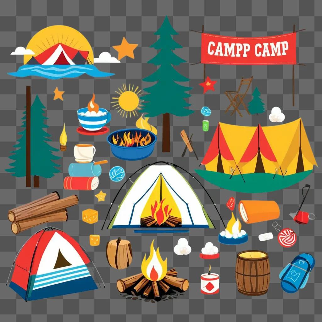 colorful collection of camp clipart