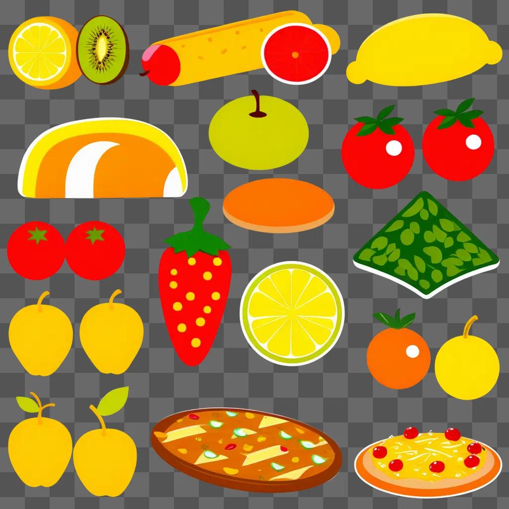 colorful collection of fruits and food clipart