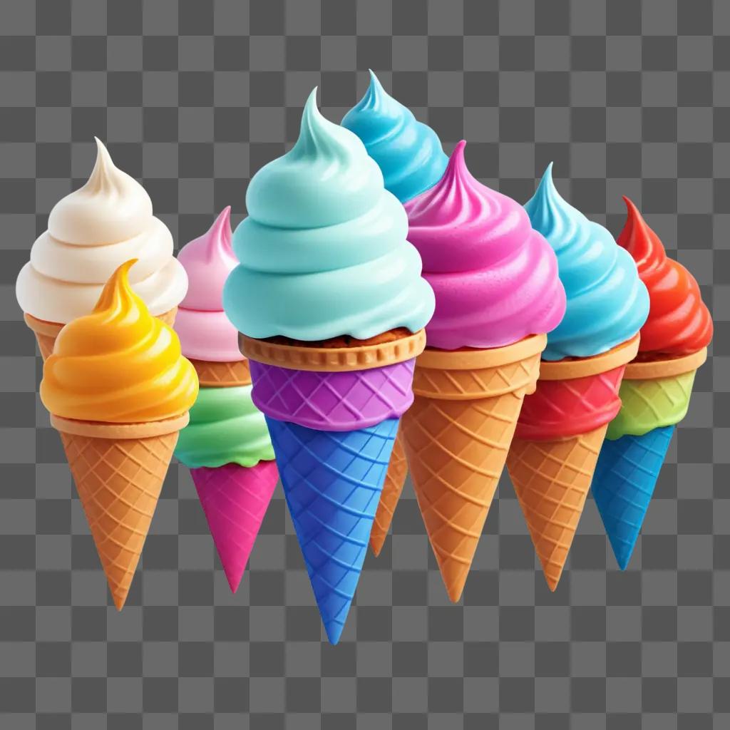 colorful collection of ice cream cones