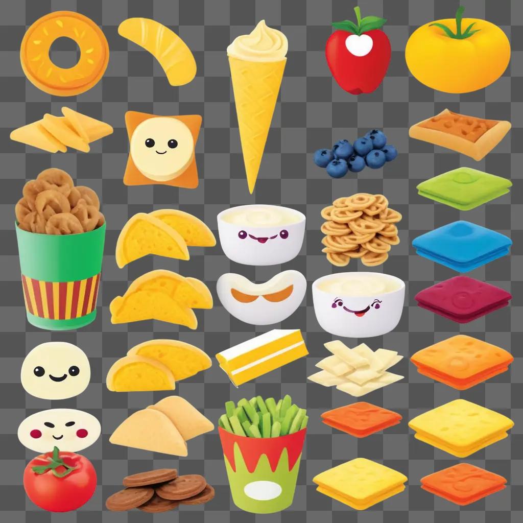 colorful collection of snack-themed clipart