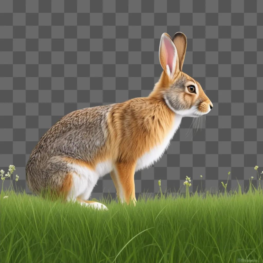 colorful coy rabbit drawing in grass