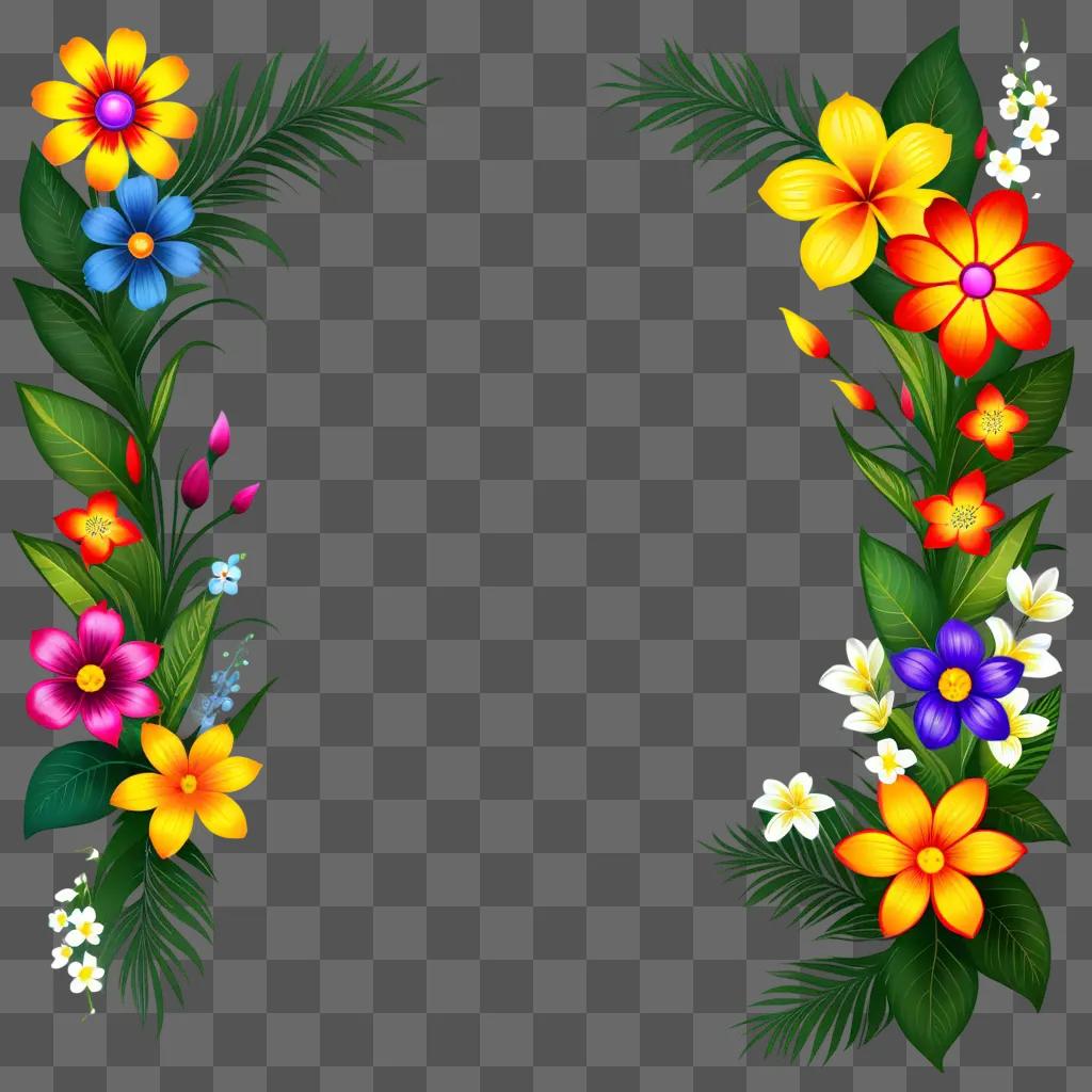 colorful digital clipart of flowers and leaves