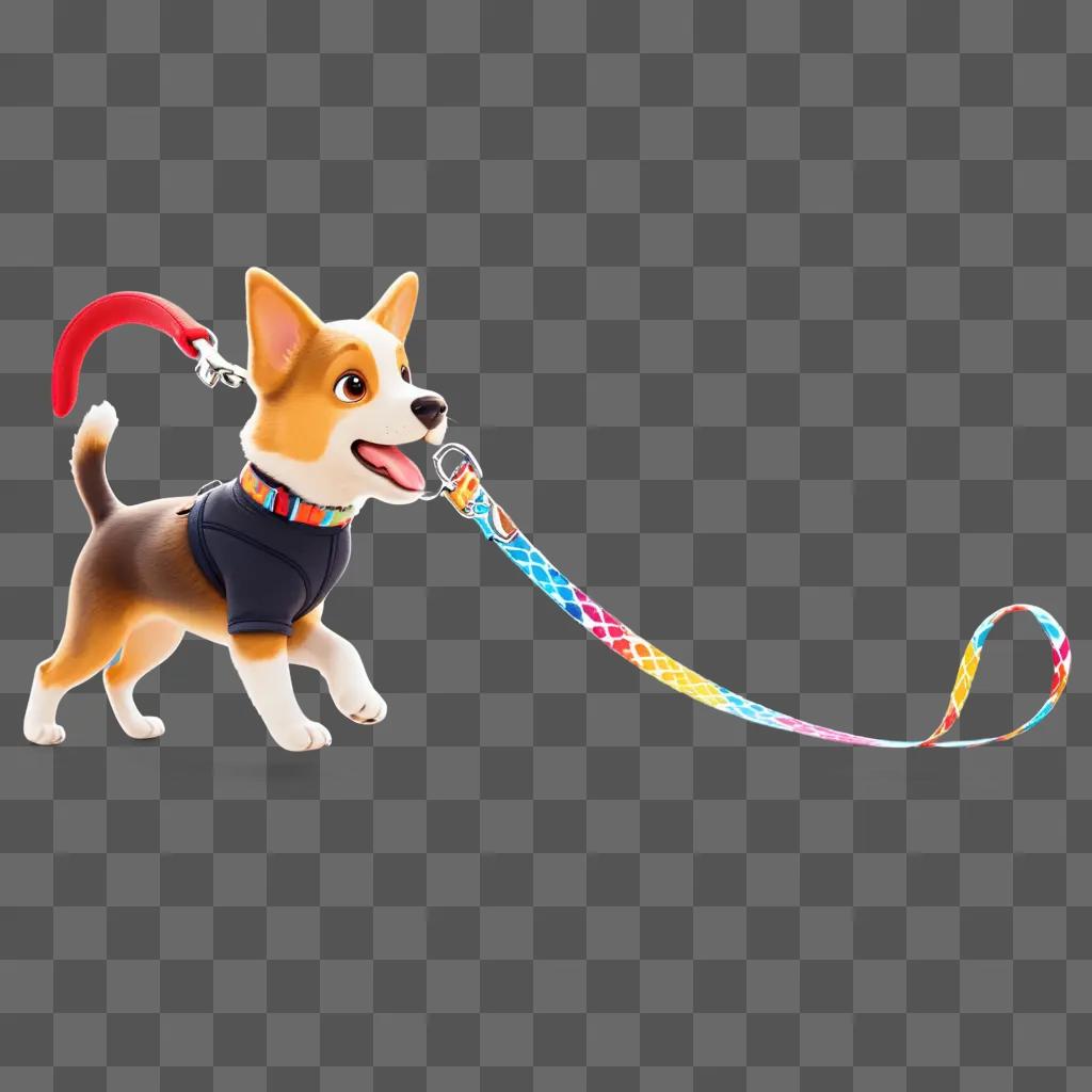 colorful dog leash leads a cute little dog