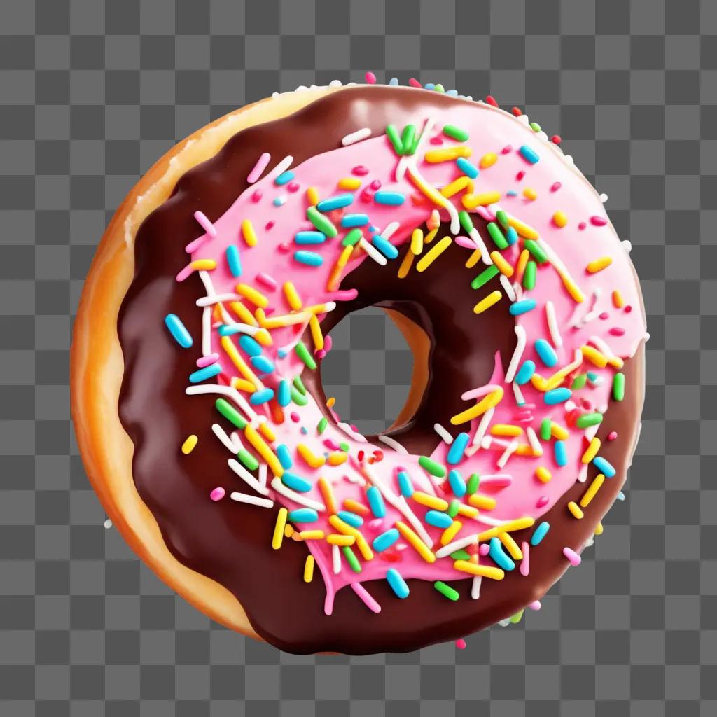 colorful doughnut with sprinkles and chocolate icing