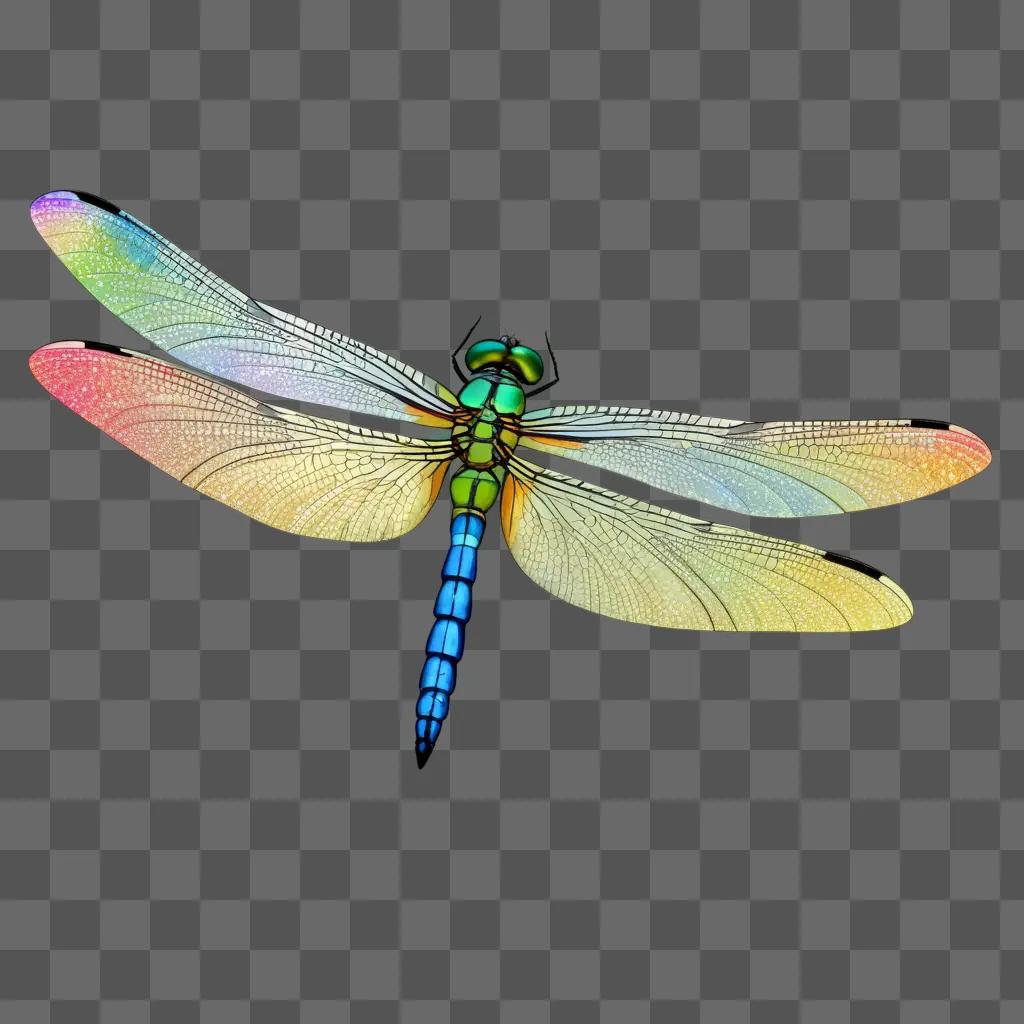 colorful dragonfly with its wings spread