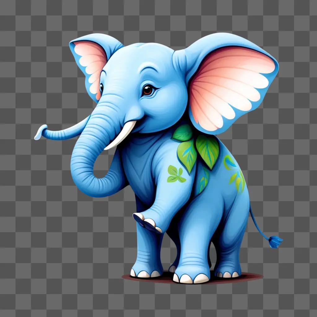 colorful drawing of a cute blue elephant